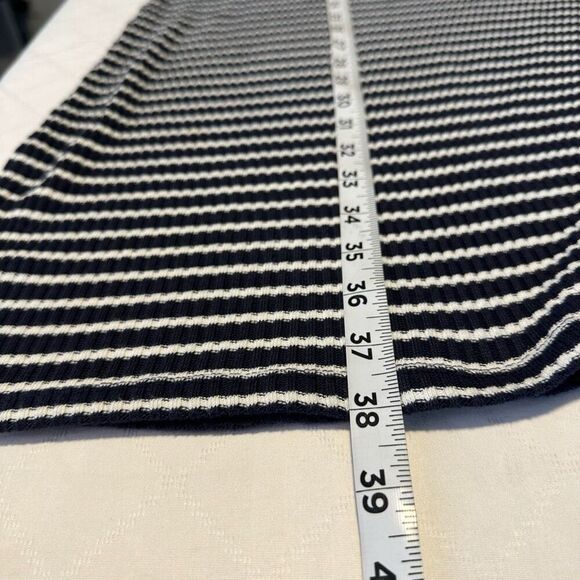 Michael Michael Kors Striped Ribbed Knit Sweater Dress Navy Blue White Womens 2X - Picture 7 of 9